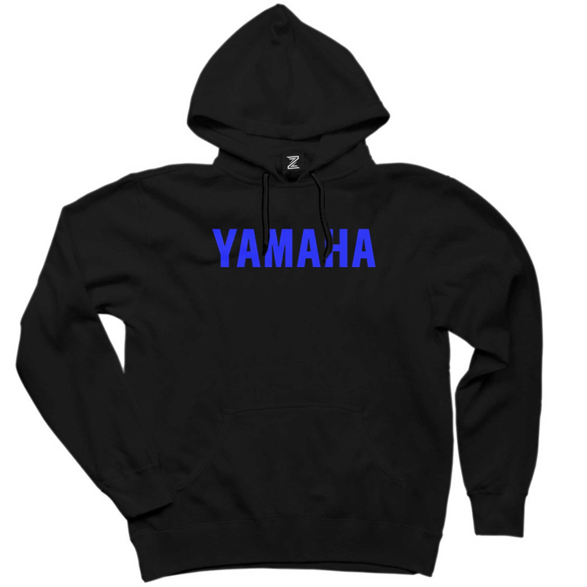 Yamaha Text Blue Siyah Kapşonlu Sweatshirt Hoodie