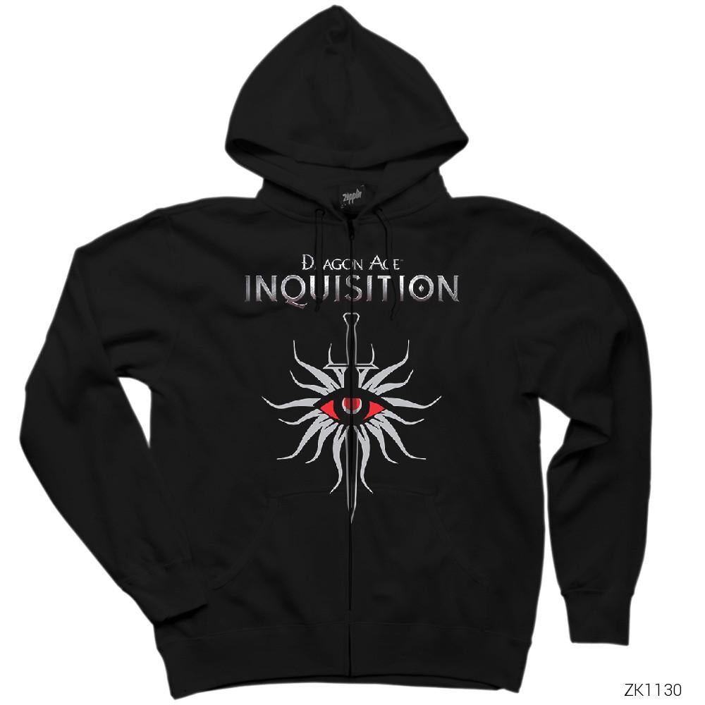 Dragon Age Inquisition Siyah Fermuarlı Kapşonlu Sweatshirt