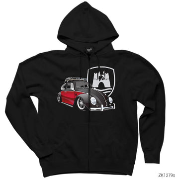 Volkswagen Vosvos Siyah Fermuarlı Kapşonlu Sweatshirt