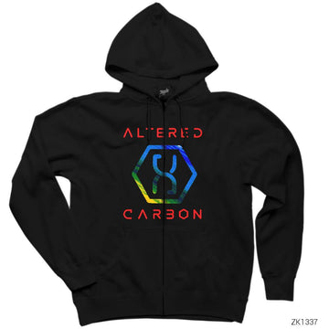 Altered Carbon 2 Siyah Fermuarlı Kapşonlu Sweatshirt