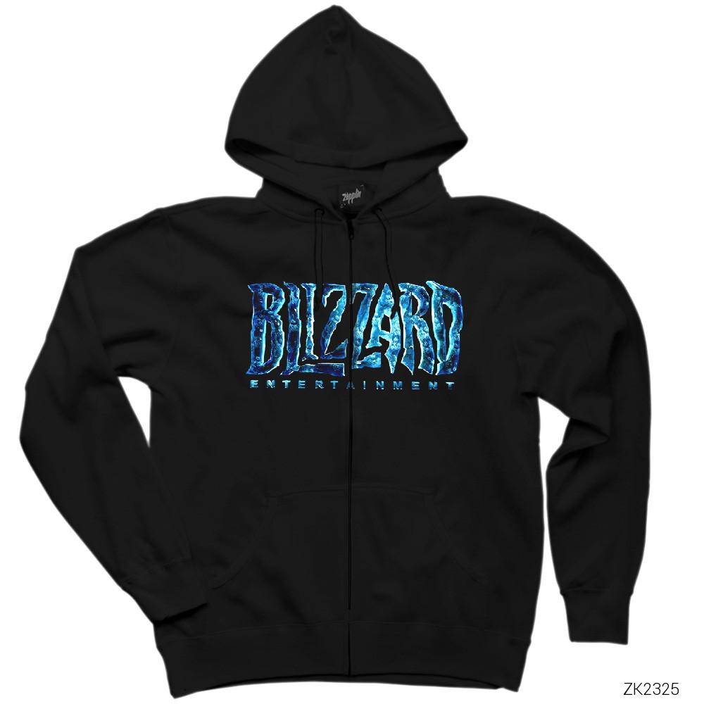 Blizzard Logo 2 Siyah Fermuarlı Kapşonlu Sweatshirt