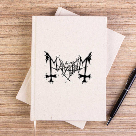 Mayhem Logo Text Çizgisiz Kanvas Defter - Zepplingiyim