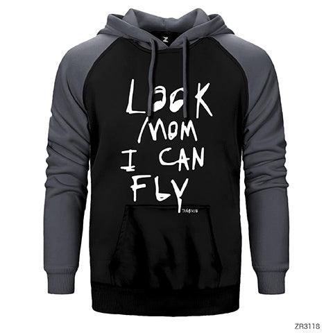 Travis Scott Look Mom I Can Fly Çift Renk Reglan Kol Sweatshirt / Hoodie - Zepplingiyim