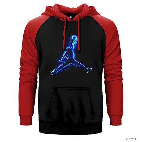 Air Jordan Blue Neon Çift Renk Reglan Kol Sweatshirt / Hoodie - Zepplingiyim
