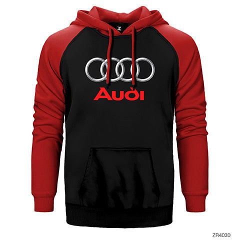 Audi Logo Çift Renk Reglan Kol Sweatshirt / Hoodie - Zepplingiyim