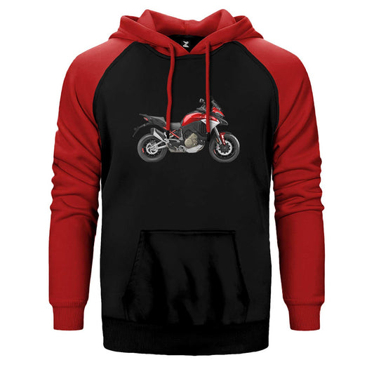 Ducati Multistrada V4 Red-MY21 Çift Renk Reglan Kol Sweatshirt / Hoodie - Zepplingiyim