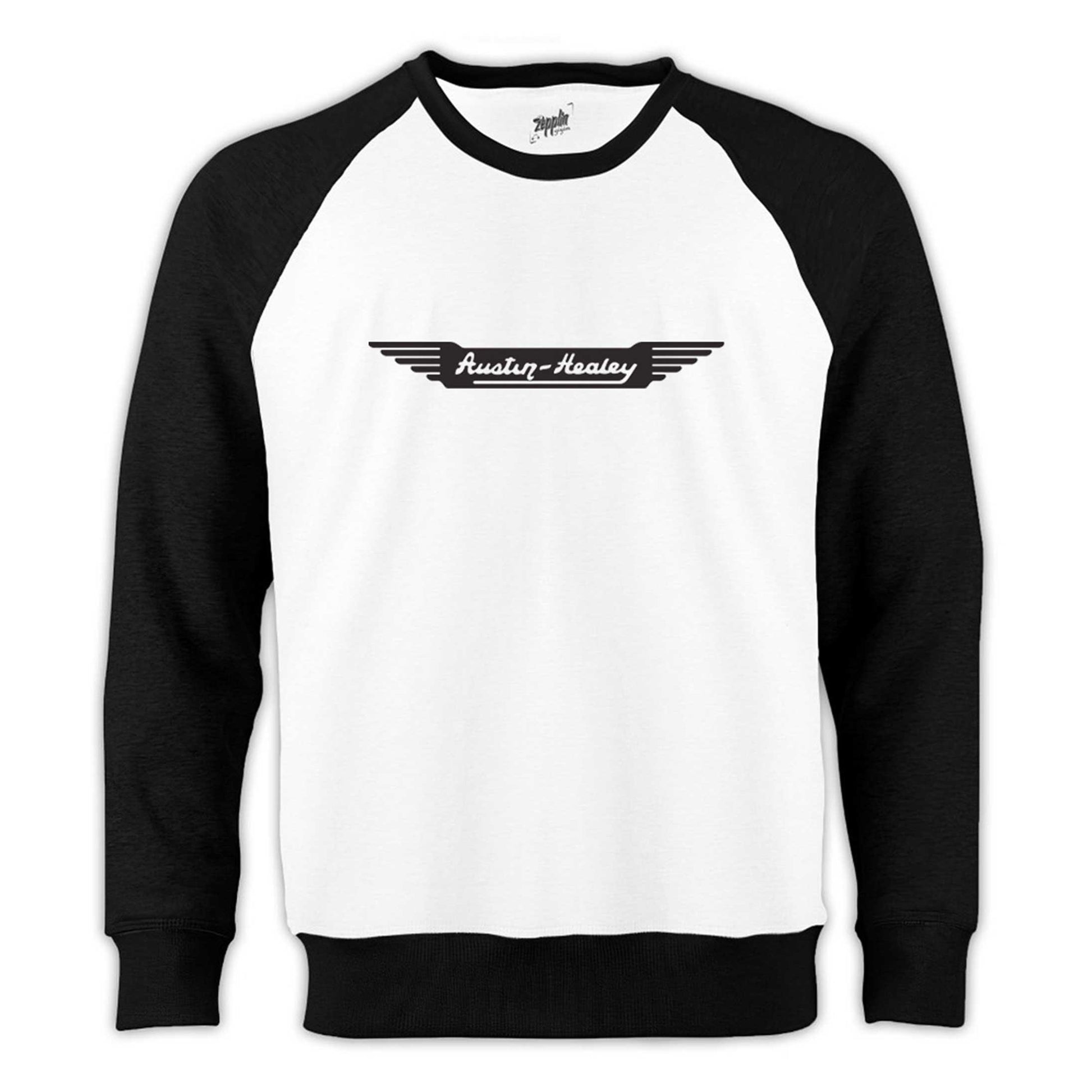 Austin Healey Logo Reglan Kol Beyaz Sweatshirt - Zepplingiyim