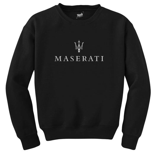 Maserati Logo Siyah Sweatshirt - Zepplingiyim
