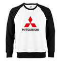 Mitsubishi Logo Reglan Kol Beyaz Sweatshirt - Zepplingiyim