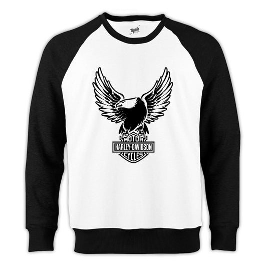 Harley Davidson Eagle Reglan Kol Beyaz Sweatshirt - Zepplingiyim