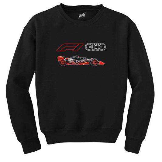 F1 Audi Logo Car Siyah Sweatshirt - Zepplingiyim