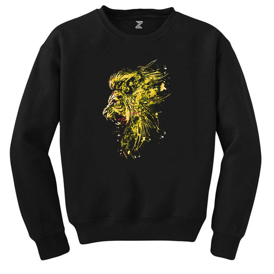 Gold Lion Splash Siyah Sweatshirt - Zepplingiyim