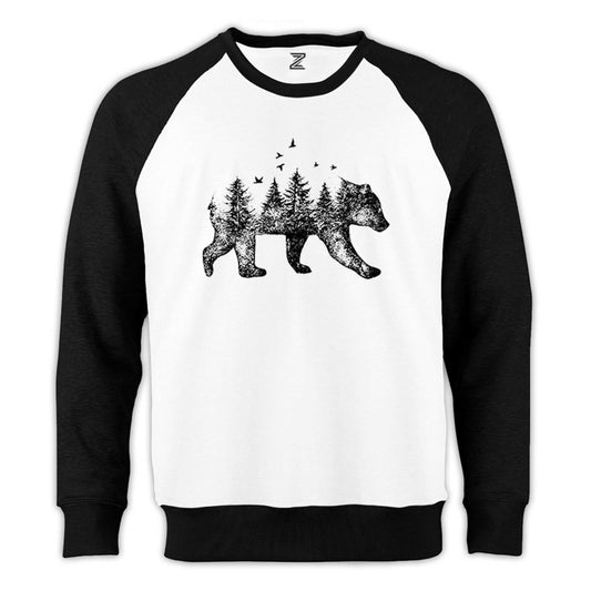 Bear Forest Reglan Kol Beyaz Sweatshirt - Zepplingiyim