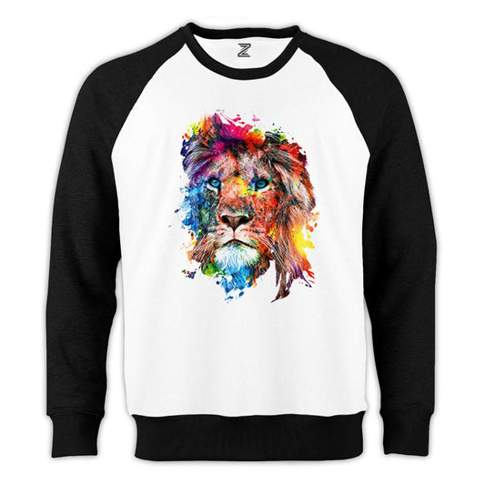 Lion Rainbow Reglan Kol Beyaz Sweatshirt - Zepplingiyim