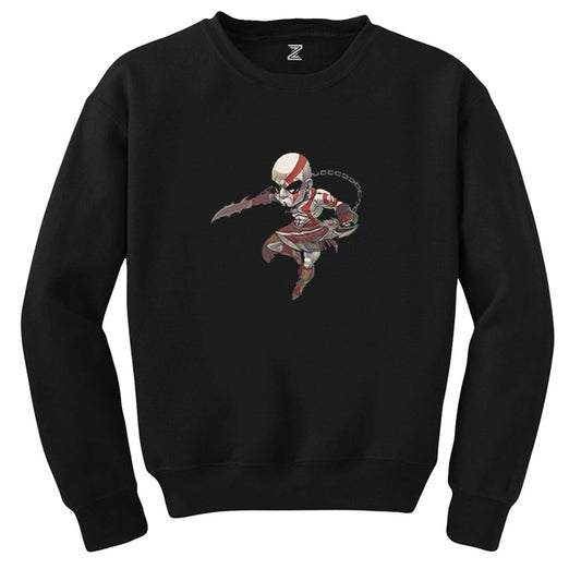 God Of War Kratos Cartoon Siyah Sweatshirt - Zepplingiyim