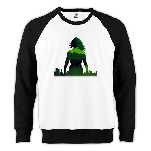 She Hulk City Reglan Kol Beyaz Sweatshirt - Zepplingiyim
