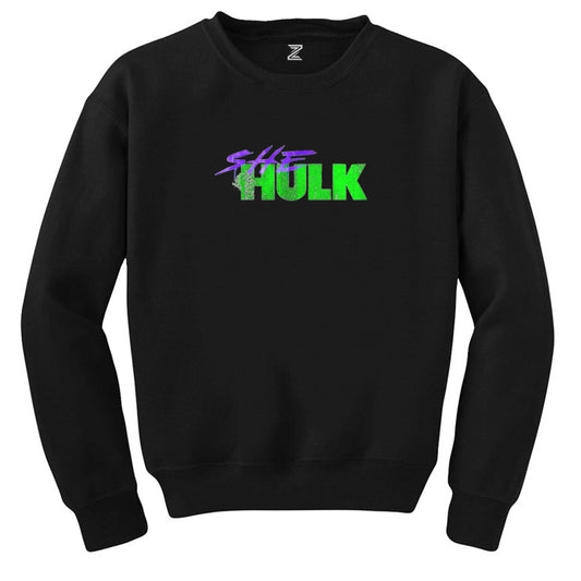 She Hulk Logo Siyah Sweatshirt - Zepplingiyim