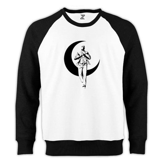 Moon Knight Sketch Reglan Kol Beyaz Sweatshirt - Zepplingiyim
