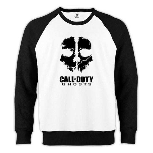 Call Of Duty Black Ghosts Reglan Kol Beyaz Sweatshirt - Zepplingiyim