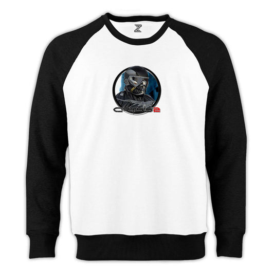 Crysis Masked Warrior Reglan Kol Beyaz Sweatshirt - Zepplingiyim