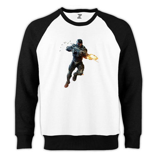 Crysis Fire Warrior Reglan Kol Beyaz Sweatshirt - Zepplingiyim