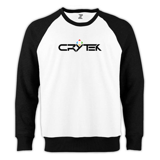 Crysis Triangle Text Reglan Kol Beyaz Sweatshirt - Zepplingiyim