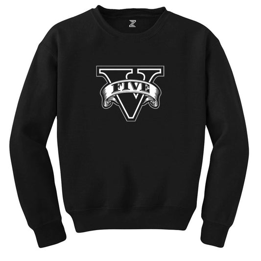 GTA Five Black Logo Siyah Sweatshirt - Zepplingiyim