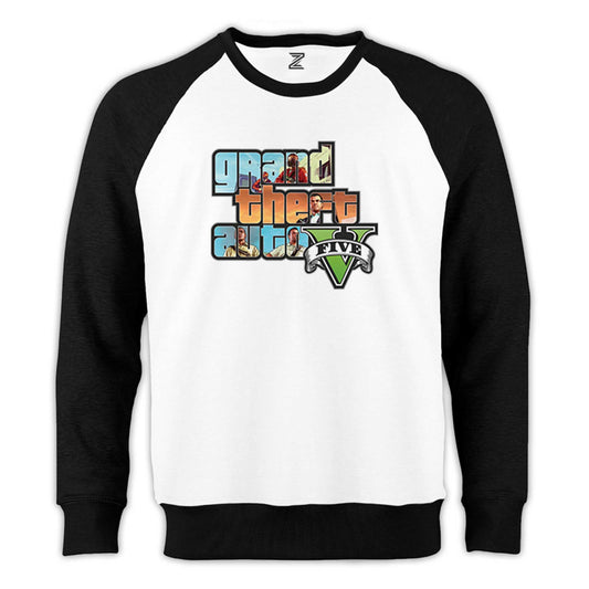 Grand Theft Auto Five Mans Reglan Kol Beyaz Sweatshirt - Zepplingiyim