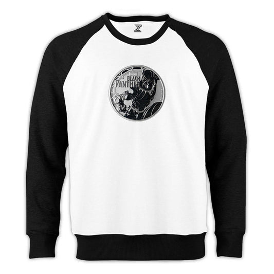 Marvel Black Panter Circle Reglan Kol Beyaz Sweatshirt - Zepplingiyim