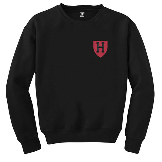 Harvard University Red Logo Siyah Sweatshirt - Zepplingiyim