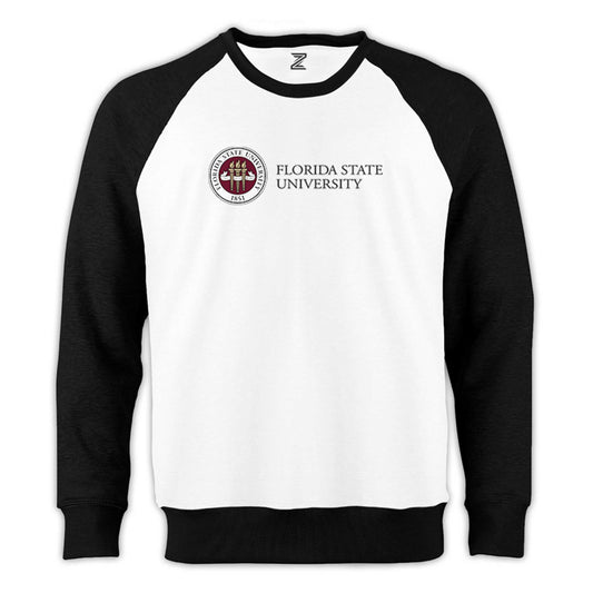 Florida State University Logo Reglan Kol Beyaz Sweatshirt - Zepplingiyim