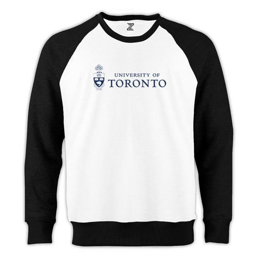 Toronto University Logo Reglan Kol Beyaz Sweatshirt - Zepplingiyim