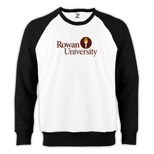Rowan University Logo Text Reglan Kol Beyaz Sweatshirt - Zepplingiyim