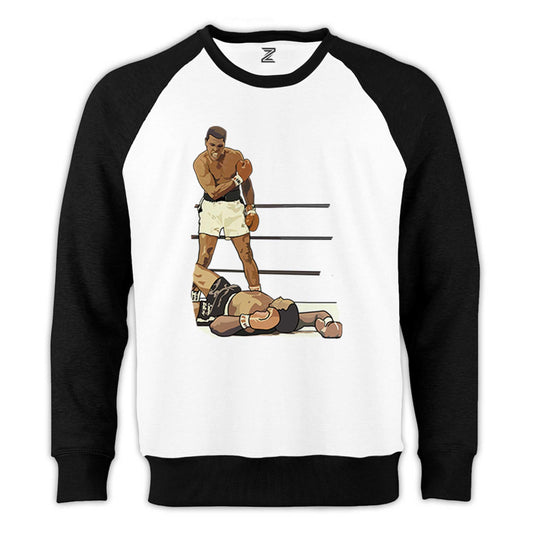 Muhammed Ali Winning Fighter Reglan Kol Beyaz Sweatshirt - Zepplingiyim