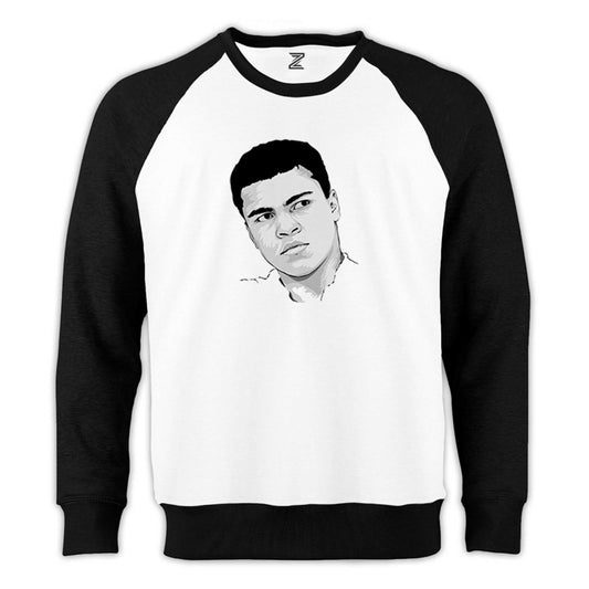 Muhammed Ali Drawing Reglan Kol Beyaz Sweatshirt - Zepplingiyim