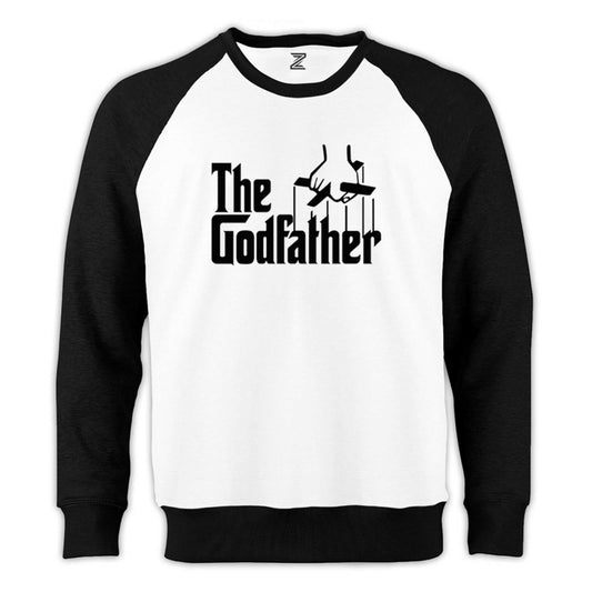 The Godfather Black Text Reglan Kol Beyaz Sweatshirt - Zepplingiyim