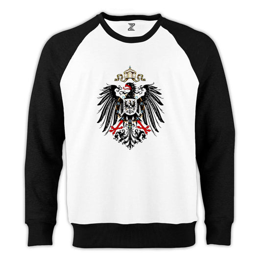 Hearts of Iron 4 Imperial Coat of Arms of Germany Reglan Kol Beyaz Sweatshirt - Zepplingiyim