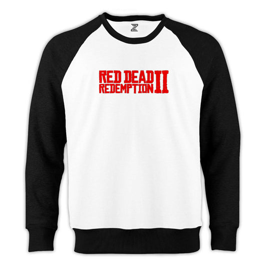 Red Dead Redemption 2 Red Text Reglan Kol Beyaz Sweatshirt - Zepplingiyim