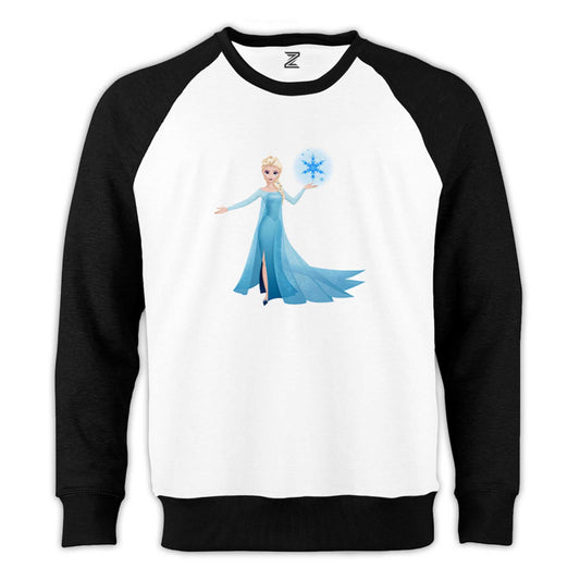 Karlar Ülkesi Elsa Siluet Reglan Kol Beyaz Sweatshirt - Zepplingiyim