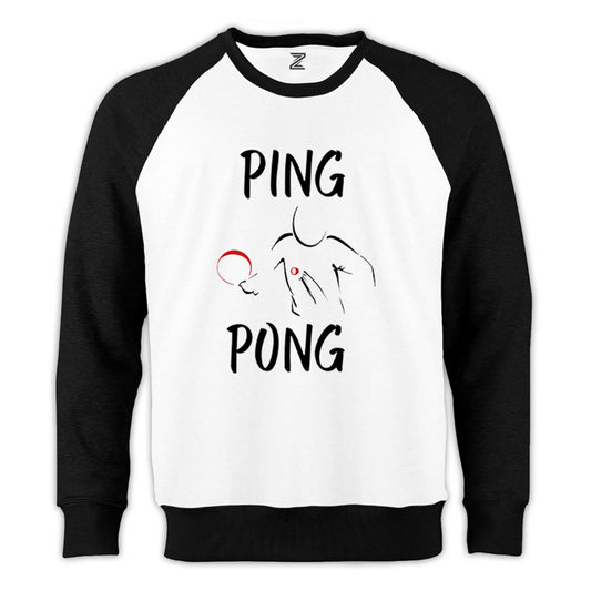 Ping Pong Actor Design Reglan Kol Beyaz Sweatshirt - Zepplingiyim