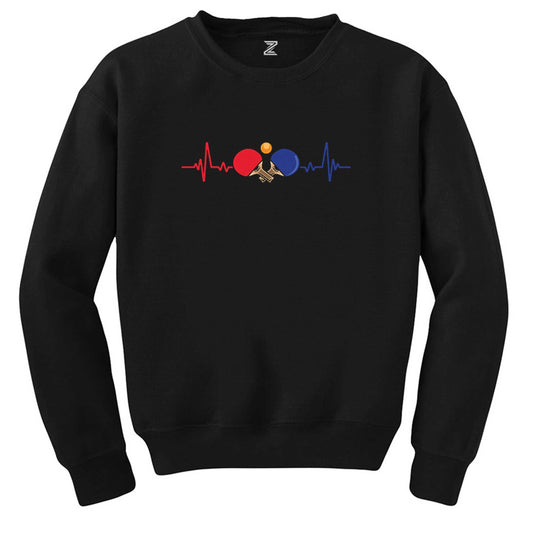 Ping Pong Heartbeat Siyah Sweatshirt - Zepplingiyim