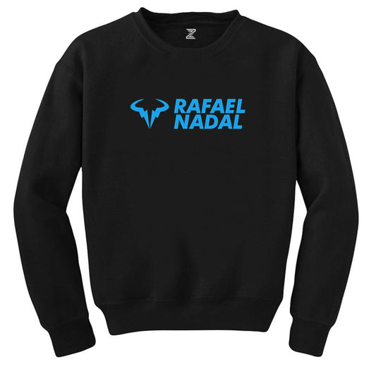 Rafael Nadal Blue Logo Text Siyah Sweatshirt - Zepplingiyim