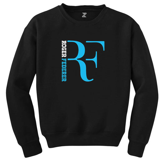 Roger Federer Blue Logo Siyah Sweatshirt - Zepplingiyim