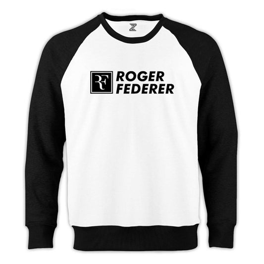 Roger Federer Text Reglan Kol Beyaz Sweatshirt - Zepplingiyim