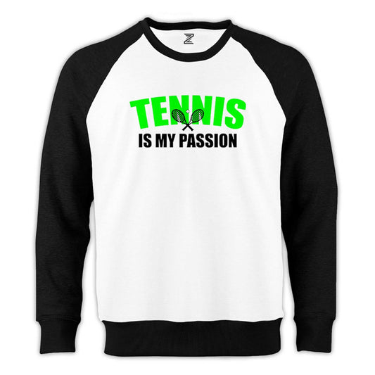 Tennis is My Passion Reglan Kol Beyaz Sweatshirt - Zepplingiyim