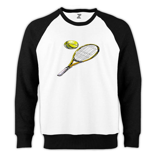 Tennis Rackets Classic Reglan Kol Beyaz Sweatshirt - Zepplingiyim