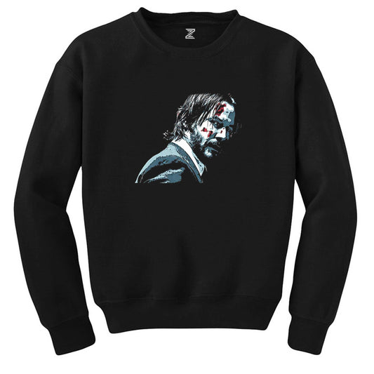 John Wick Face Siyah Sweatshirt - Zepplingiyim