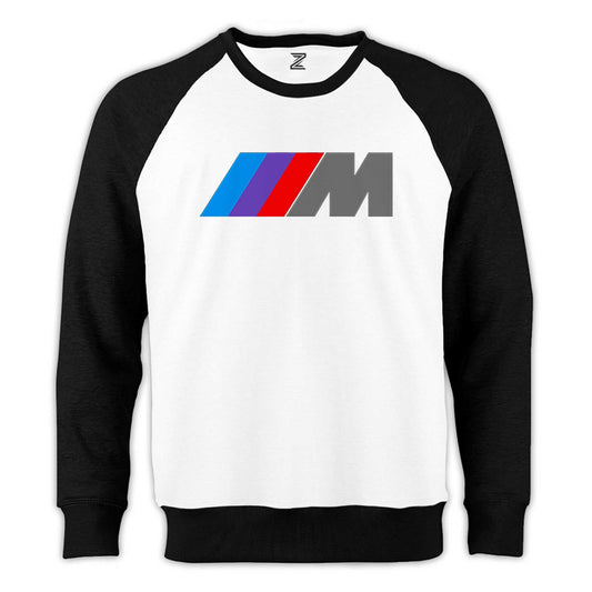 BMW M Power Logo Reglan Kol Beyaz Sweatshirt - Zepplingiyim