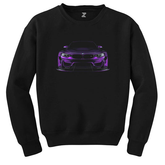 BMW Violet Car Siyah Sweatshirt - Zepplingiyim