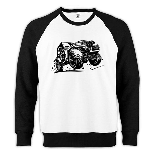 Jeep Off-Road Reglan Kol Beyaz Sweatshirt - Zepplingiyim